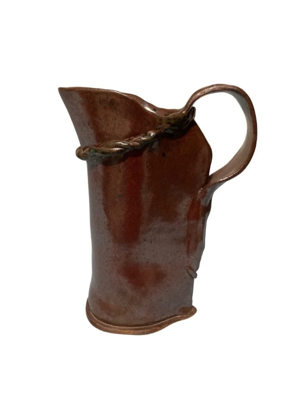Old Stoneware Brown Pottery Pitcher Vase
